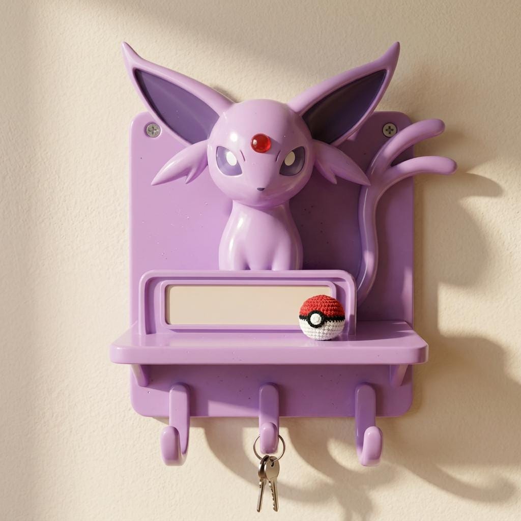 Personalized shelf with hooks , Espeon Pocket Monster