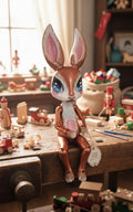 Poseable Bunny BJD Doll – Rustic Brown Mica Powder, Nursery Decor