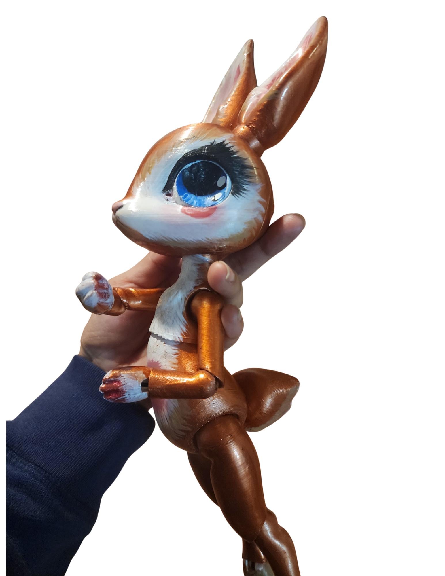 Poseable Bunny BJD Doll – Rustic Brown Mica Powder, Nursery Decor