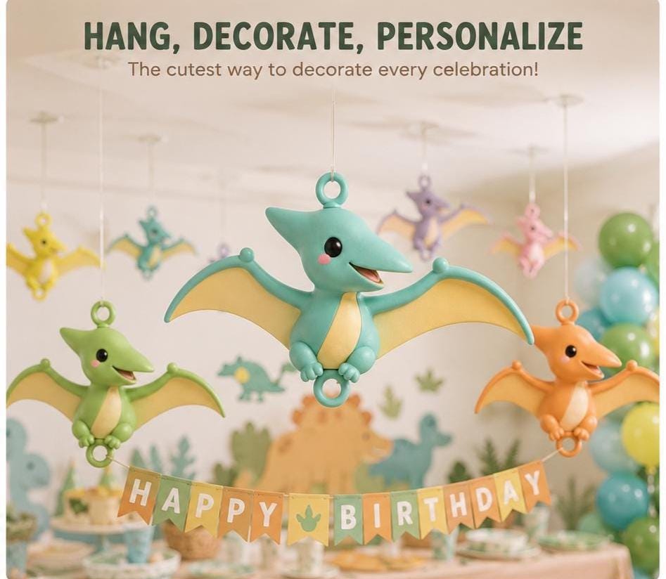 Pterodactyl Banner Prop, Dino Balloon holder,  Dinosaur Party supplies