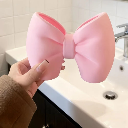 1pc Creative Bow Pen and Toothbrush Holder | Plastic, Freestanding, Ideal for Bedroom and Bathroom Decor, bathroom accessories