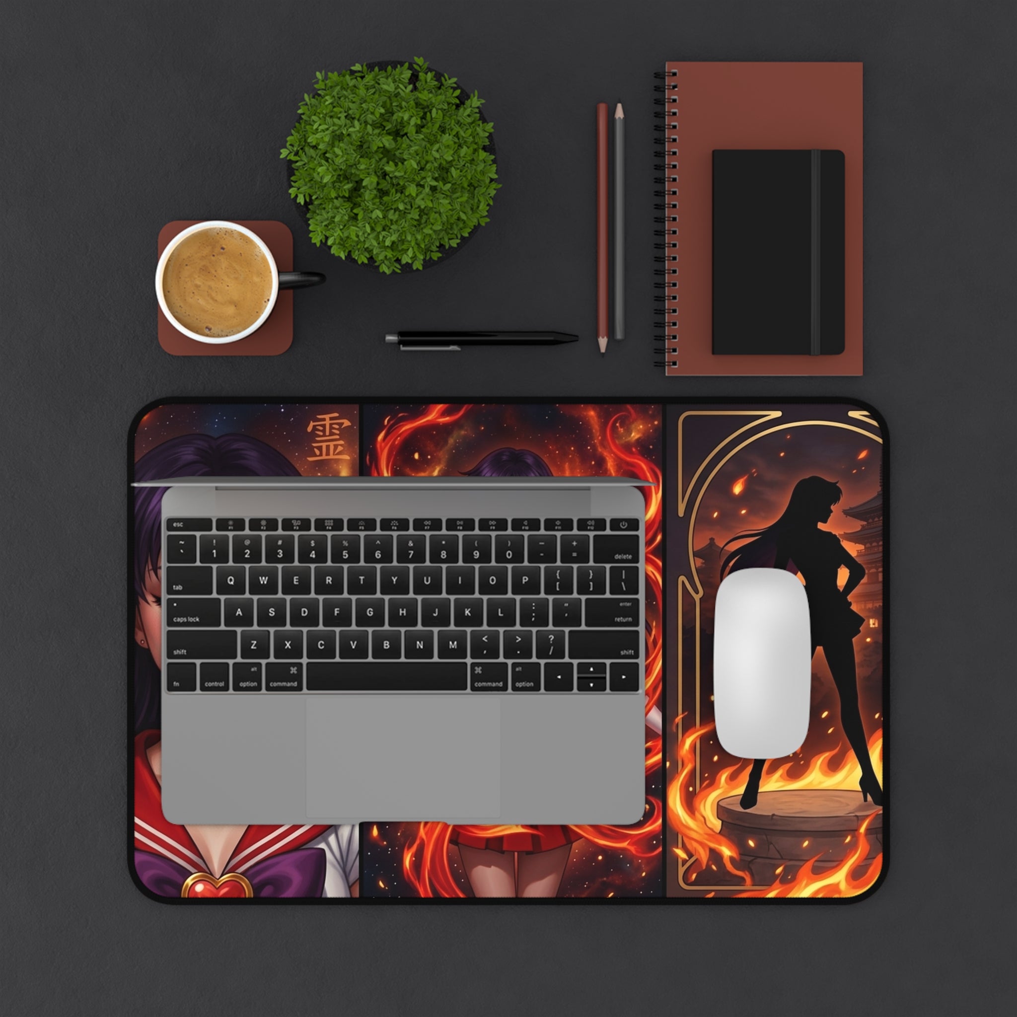 Sailor Flame Desk Mat — Anime Magical Girl Gaming Mousepad