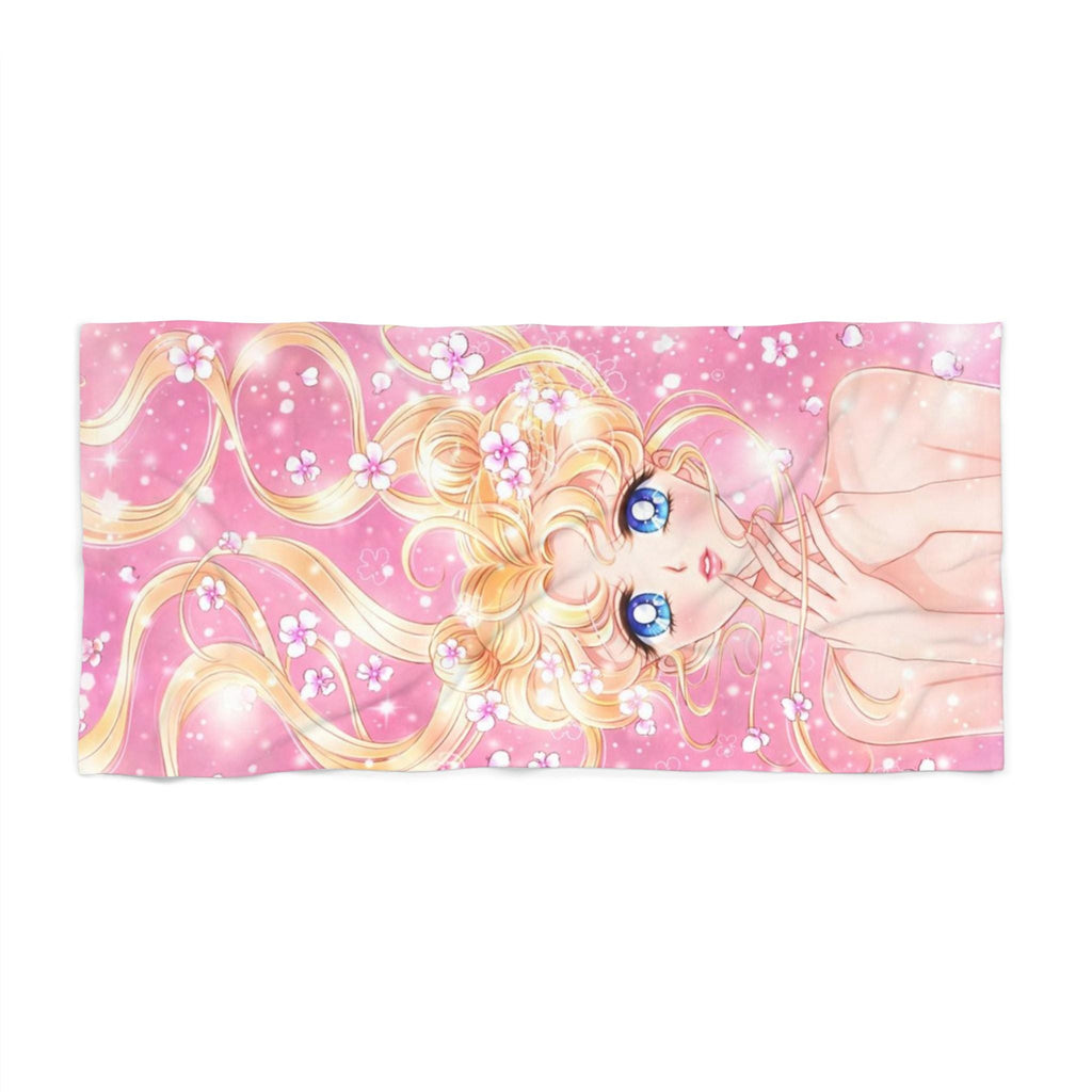 Sailor Girl Pink Anime Beach Towel Magical Girl Illustration