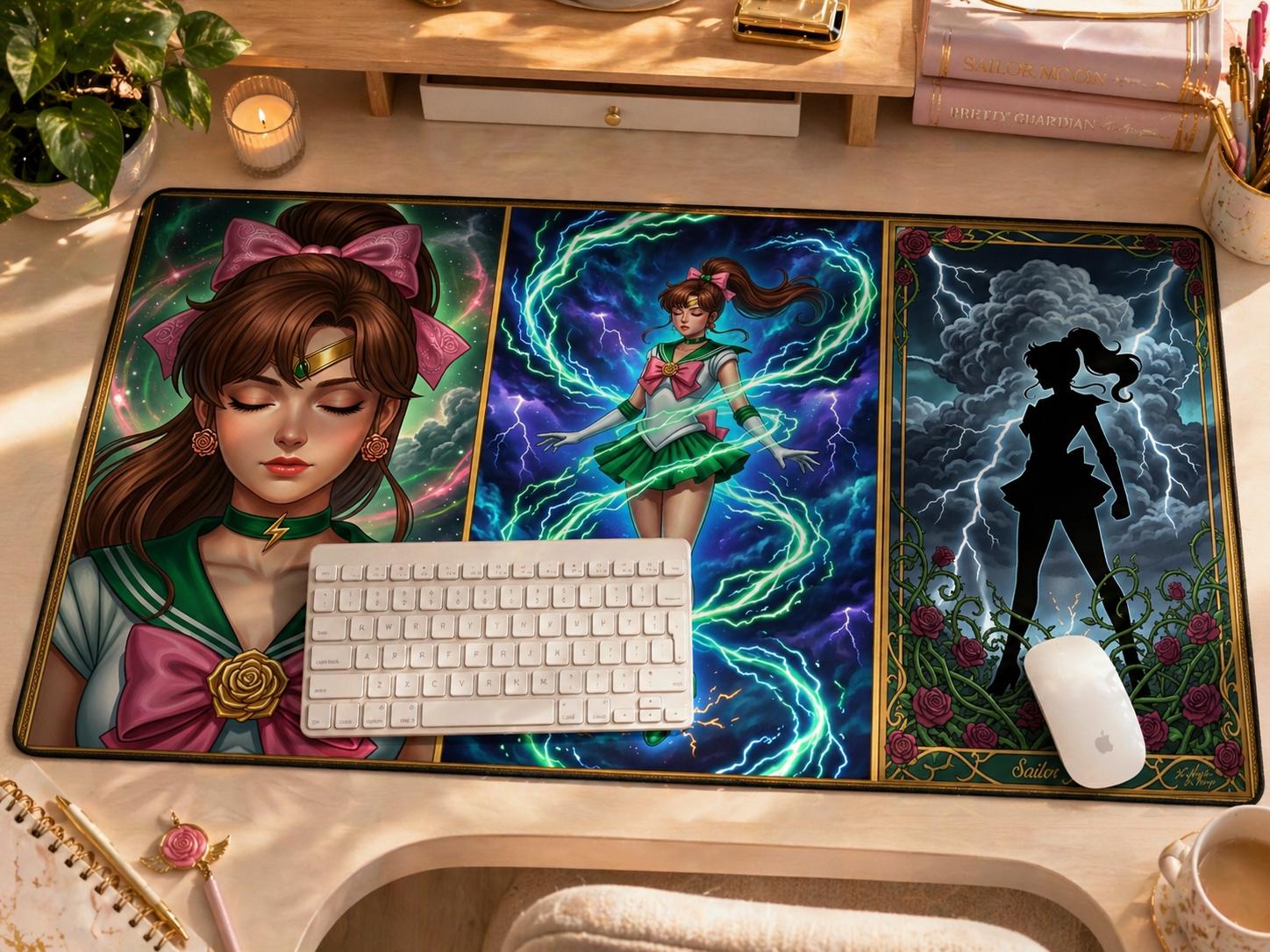 Sailor Guardian Tri-Panel Art Desk Mat | Anime Mystic Magic Mousepad