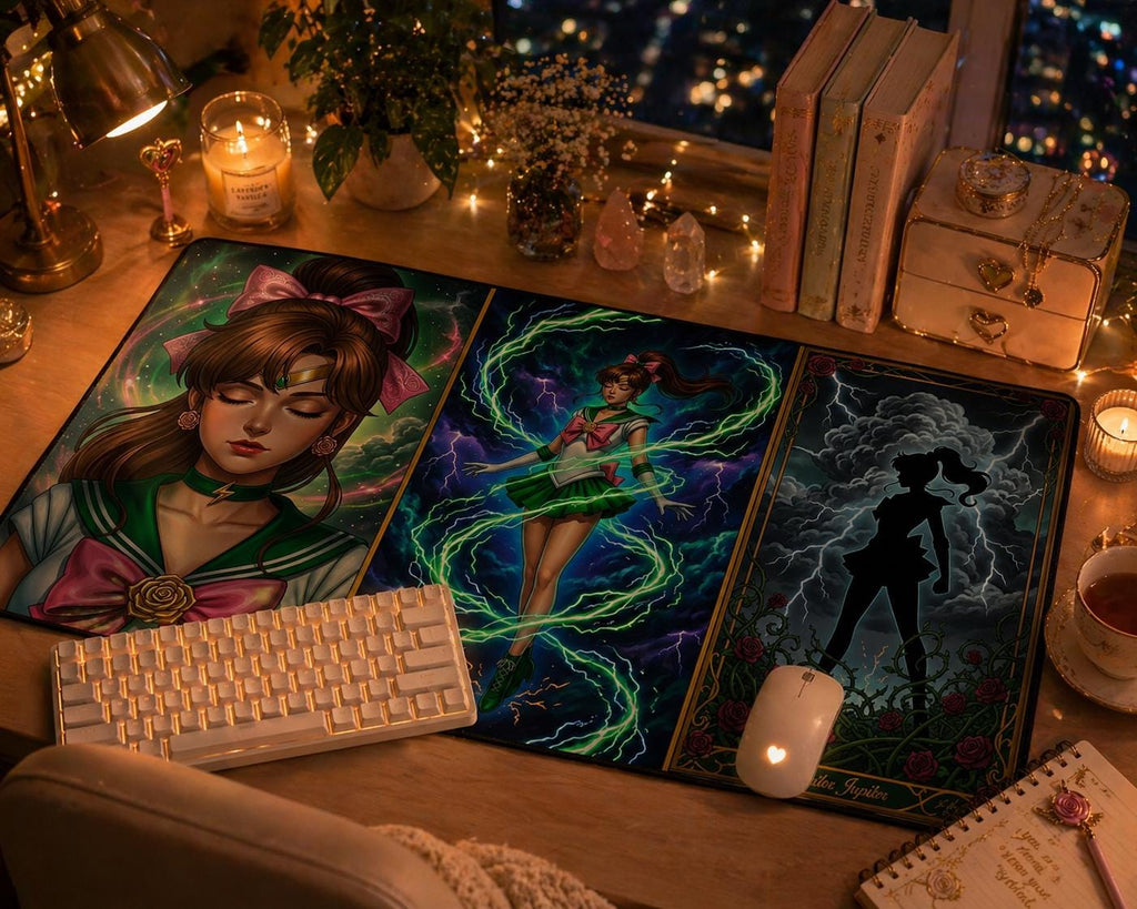 Sailor Guardian Tri-Panel Art Desk Mat | Anime Mystic Magic Mousepad