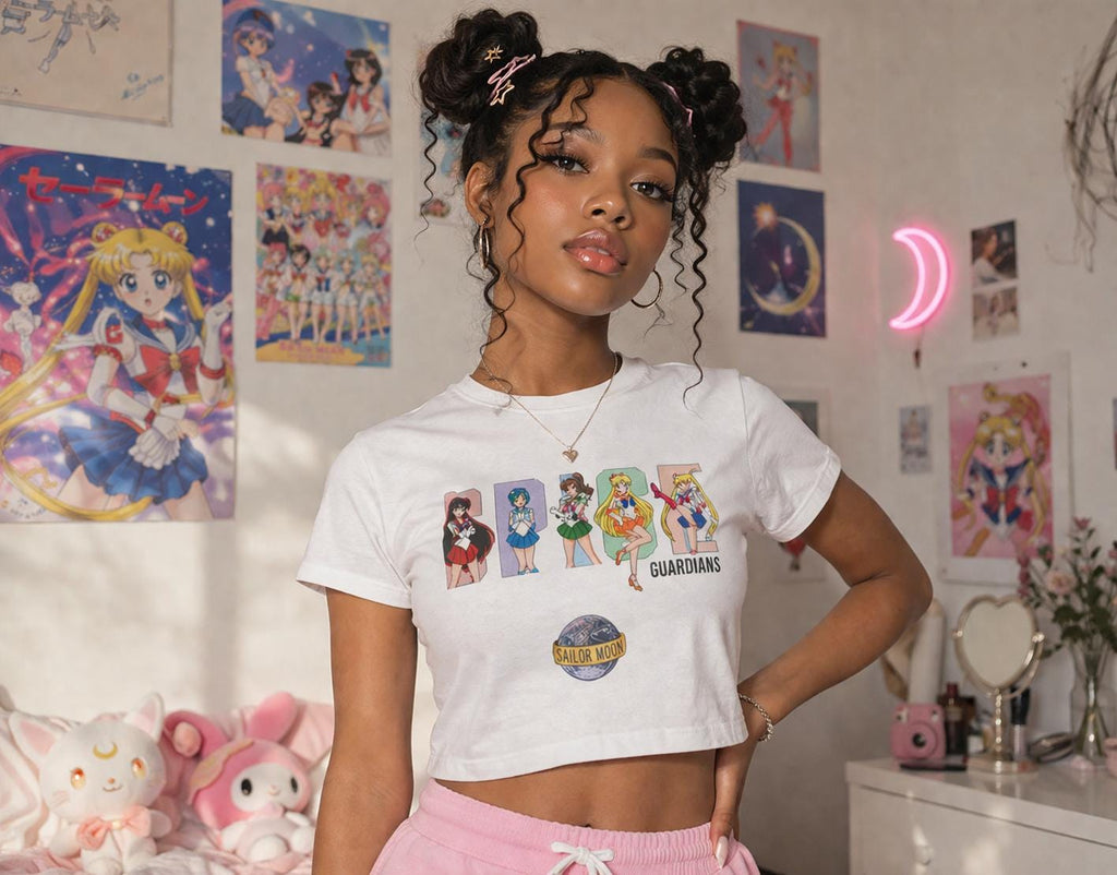 Sailor Guardians Character Lineup Crop Tee | Anime Sailor Moon Inspired