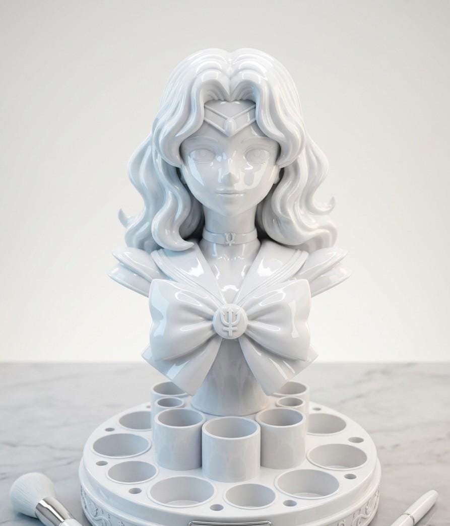 Sailor Magical Girl Bust Makeup Station, Brush Holder, Anime Fan Art Garage Kit
