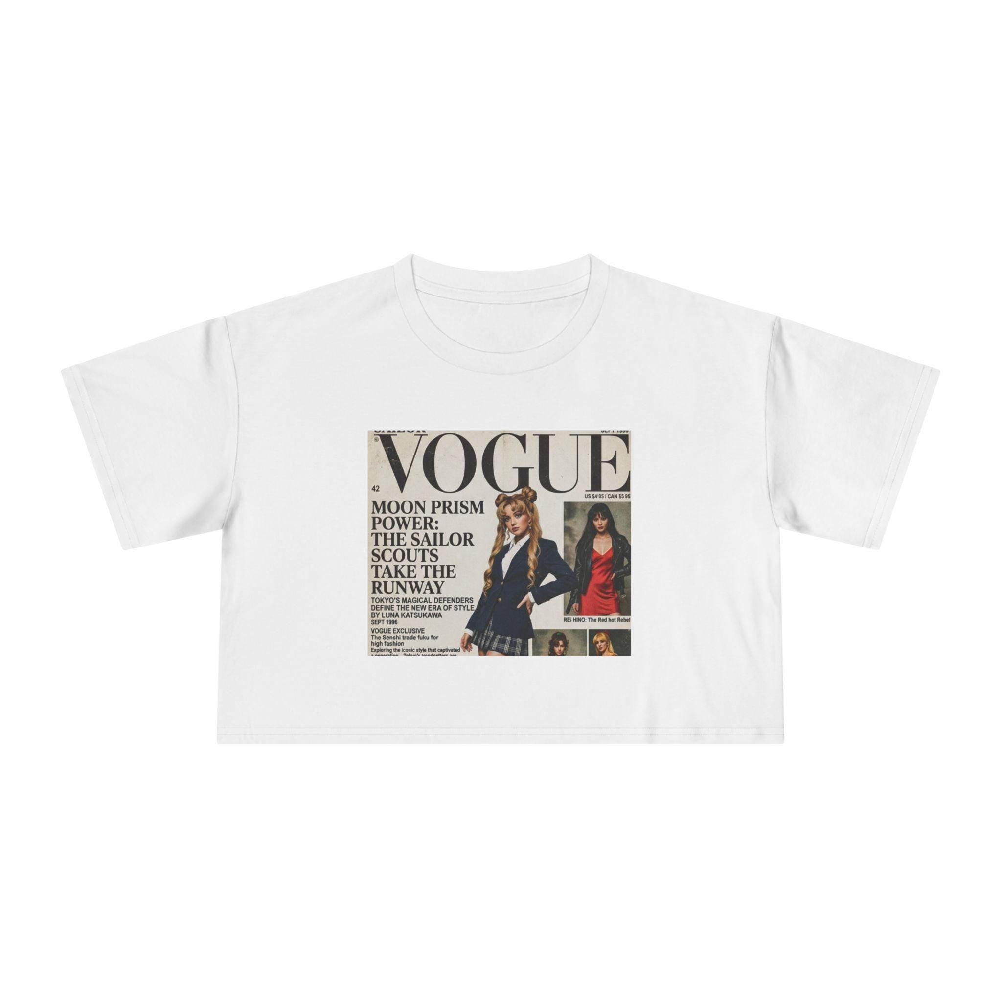 Sailor Magical Girl Tee | Y2K Retro Vogue Magazine Crop Tee | Fashion Editorial Graphic Tee