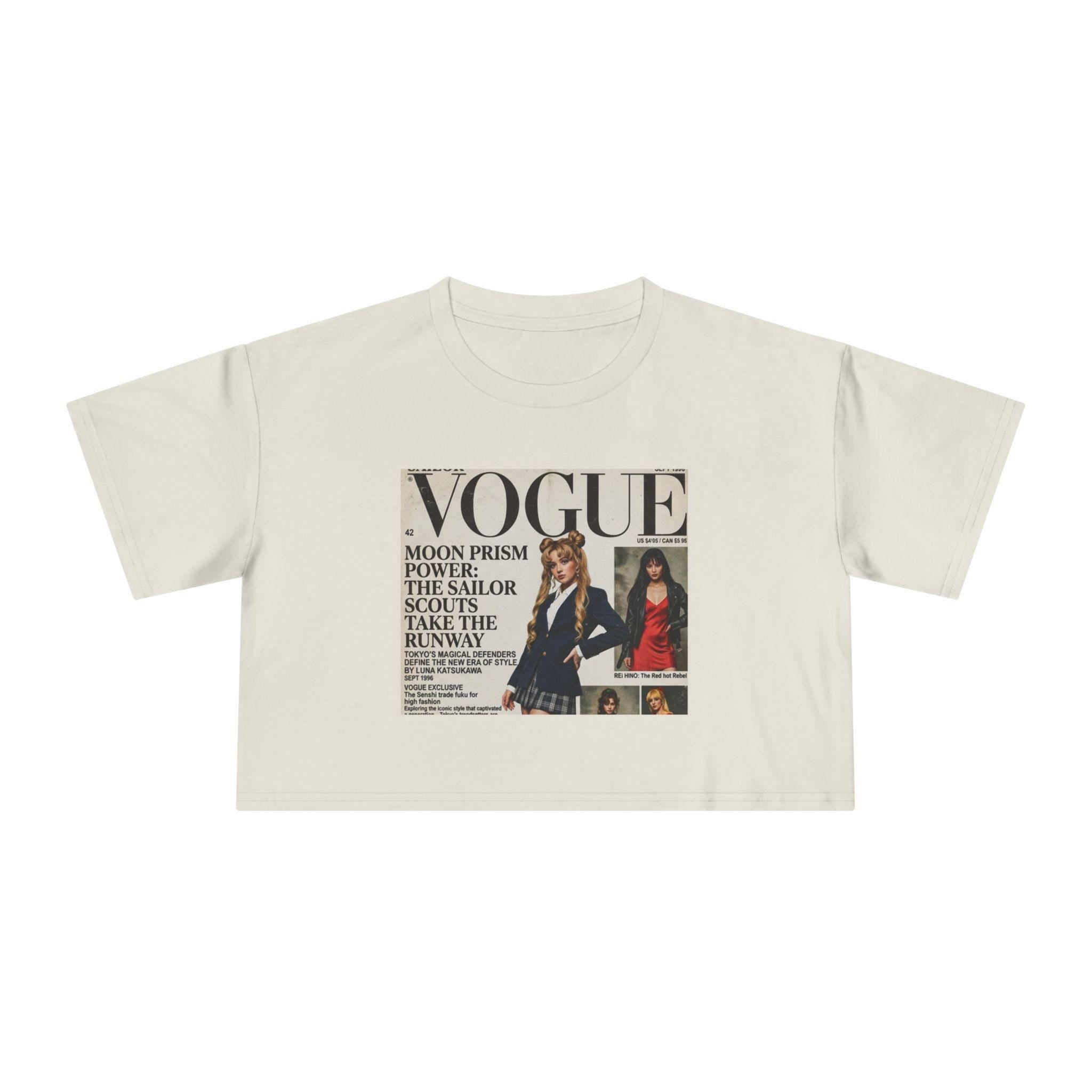Sailor Magical Girl Tee | Y2K Retro Vogue Magazine Crop Tee | Fashion Editorial Graphic Tee
