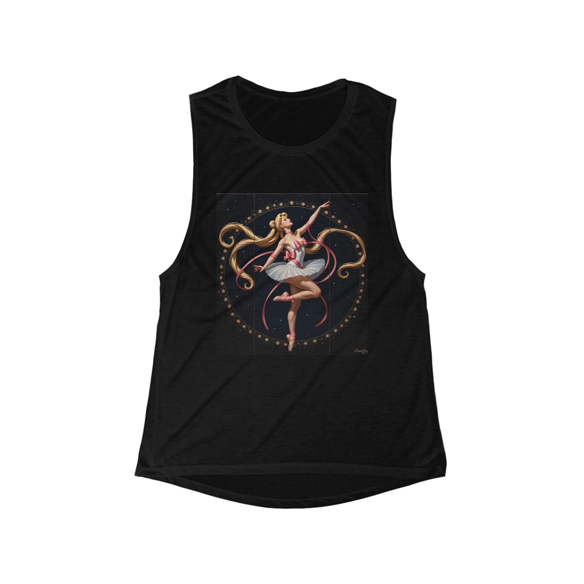 Sailor Magical Girl Vintage Ballerina Illustration Tank, Dance Art Muscle Tee