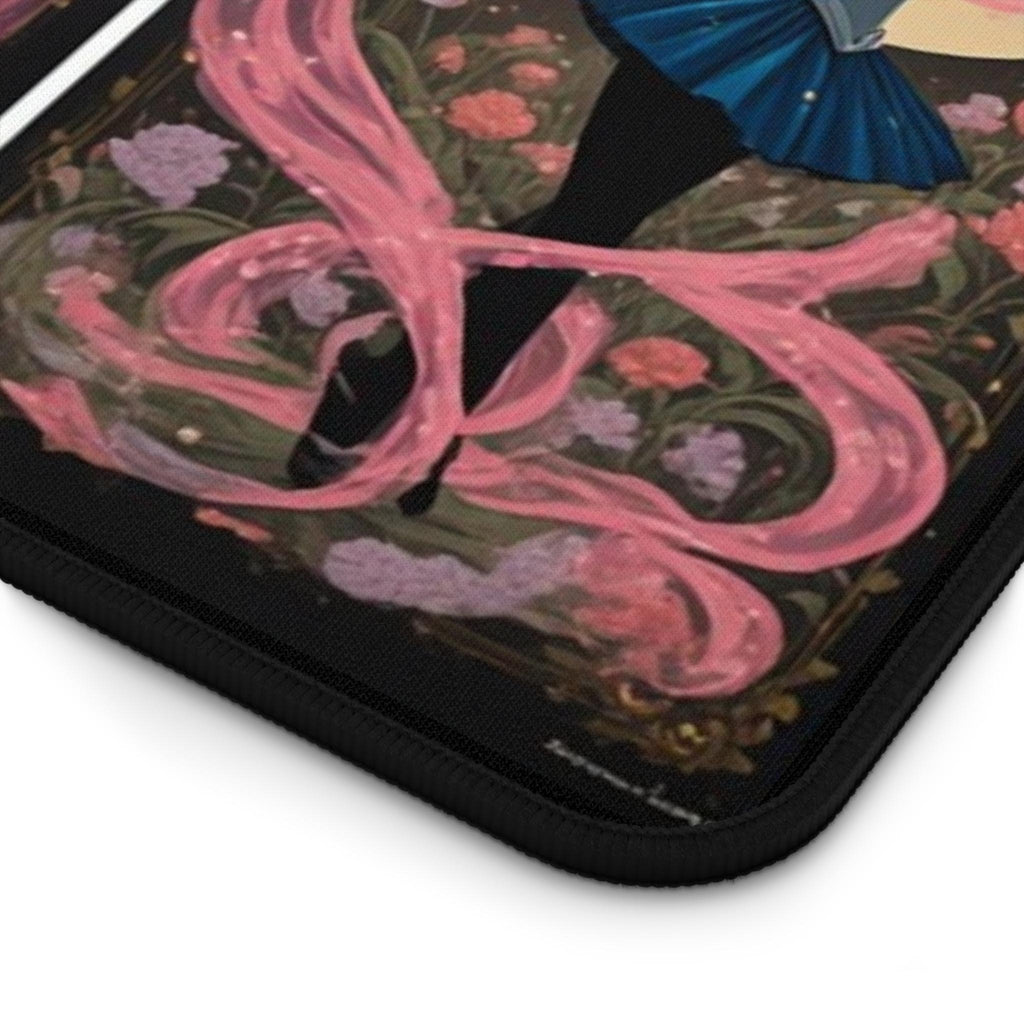 Sailor Magical girl Triptych Illustration Transformation Desk Mat | Anime Moonlit Silhouettes