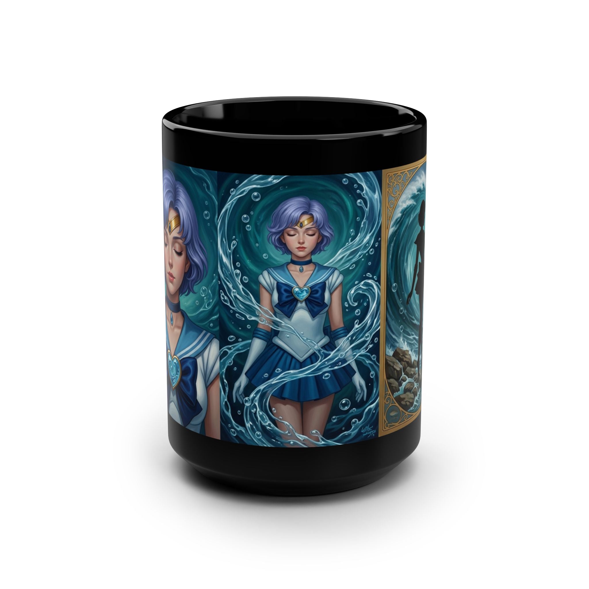 Sailor Mercury ,  15oz Black Ceramic Mug