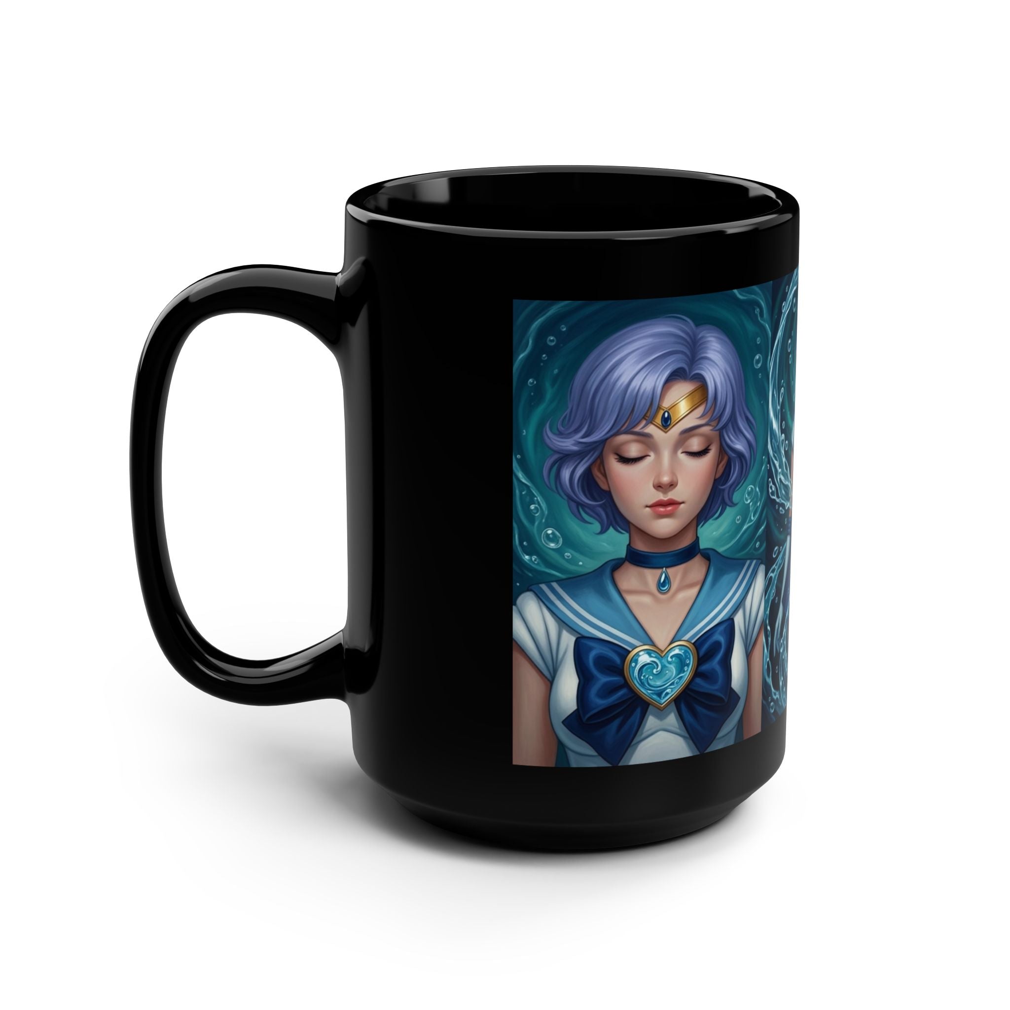 Sailor Mercury ,  15oz Black Ceramic Mug