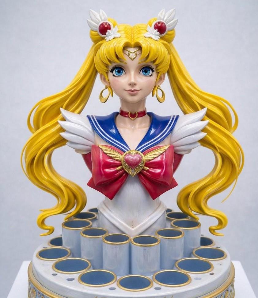 Sailor Moon Bust Makeup Station, PLA Figurine, Anime Fan Gift