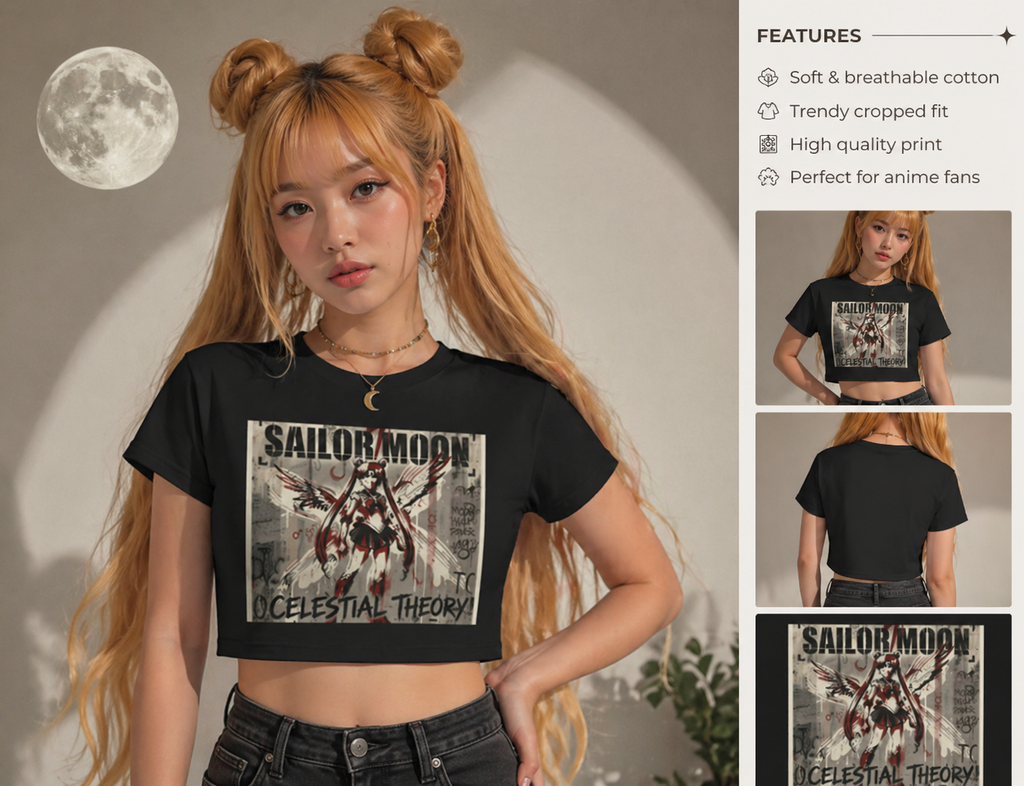 Sailor Moon Celestial Theory crop tee | Anime vintage poster design
