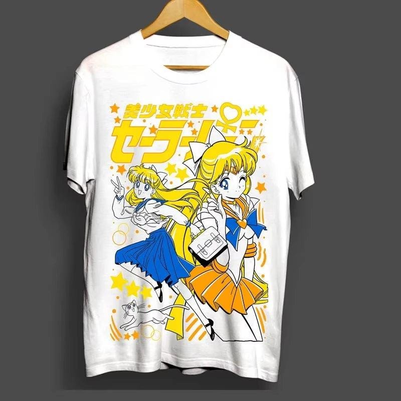 2026 New 1992 Japanese Animation "Sailor Moon" Japanese Retro Anime Beautiful High-Quality Short Sleeve T-Shirt Summer