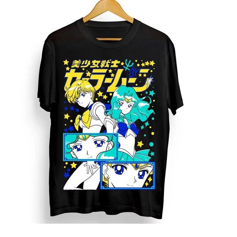 2026 New 1992 Japanese Animation "Sailor Moon" Japanese Retro Anime Beautiful High-Quality Short Sleeve T-Shirt Summer