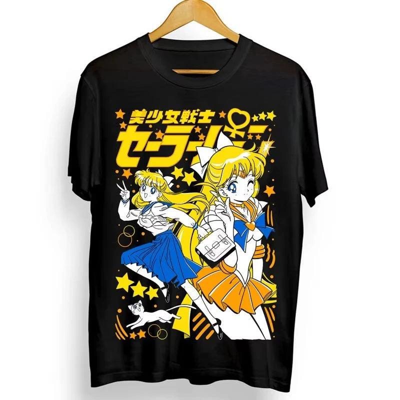 2026 New 1992 Japanese Animation "Sailor Moon" Japanese Retro Anime Beautiful High-Quality Short Sleeve T-Shirt Summer
