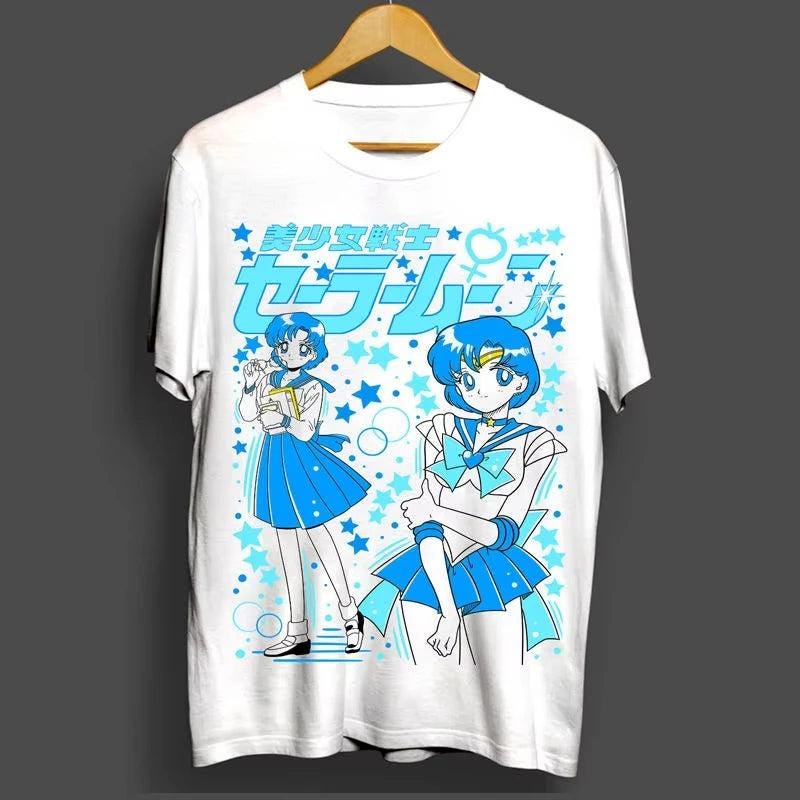 2026 New 1992 Japanese Animation "Sailor Moon" Japanese Retro Anime Beautiful High-Quality Short Sleeve T-Shirt Summer