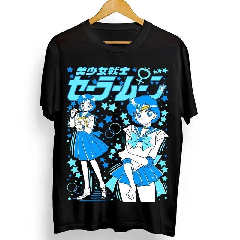 2026 New 1992 Japanese Animation "Sailor Moon" Japanese Retro Anime Beautiful High-Quality Short Sleeve T-Shirt Summer