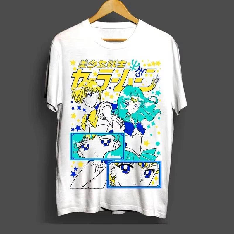 2026 New 1992 Japanese Animation "Sailor Moon" Japanese Retro Anime Beautiful High-Quality Short Sleeve T-Shirt Summer