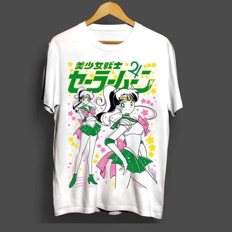 2026 New 1992 Japanese Animation "Sailor Moon" Japanese Retro Anime Beautiful High-Quality Short Sleeve T-Shirt Summer