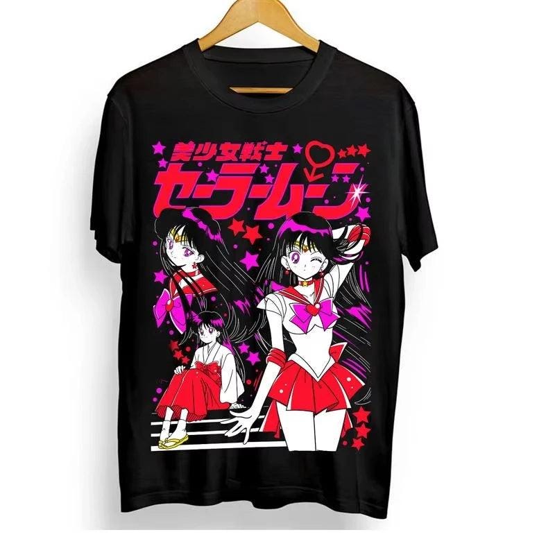 2026 New 1992 Japanese Animation "Sailor Moon" Japanese Retro Anime Beautiful High-Quality Short Sleeve T-Shirt Summer