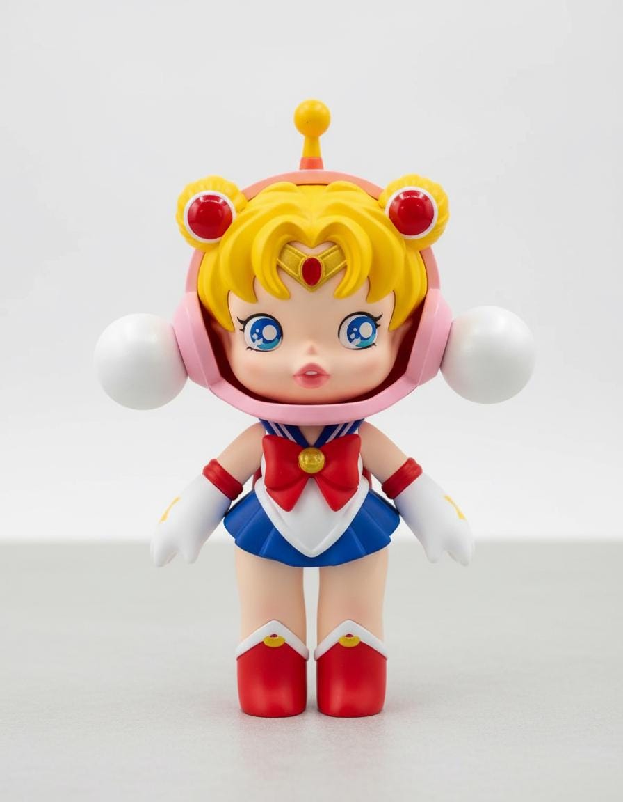 Sailor Moon Skull Panda Custom Figurine, Hand Painted Anime Gamer Gift (5 Inch)