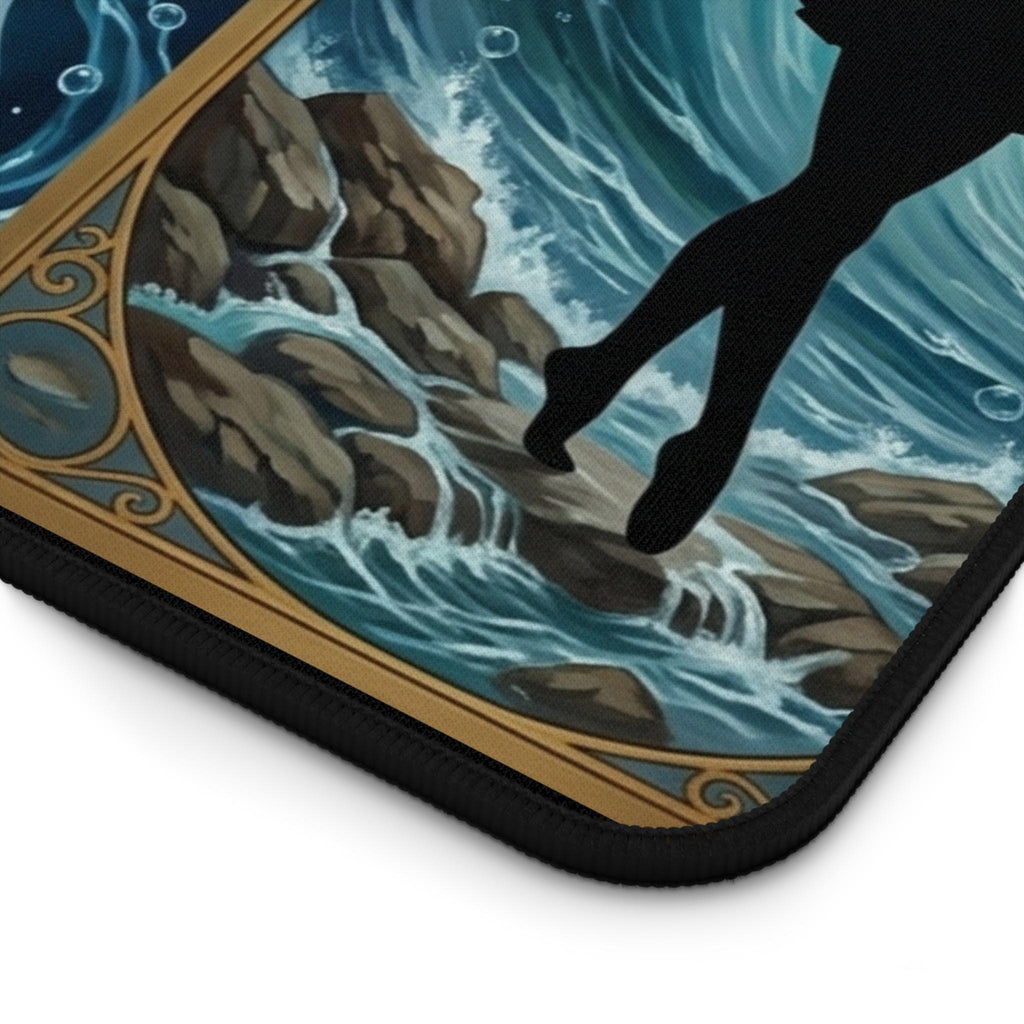 Sailor Sea Ocean Mercury Themed Triptych Illustration Transformation Desk Mat | Anime Moonlit Silhouettes