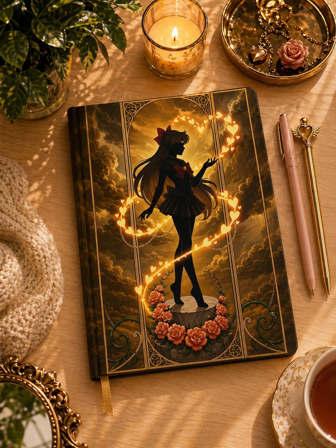 Sailor Silhouette with Golden Hearts Hardcover Journal | Matte