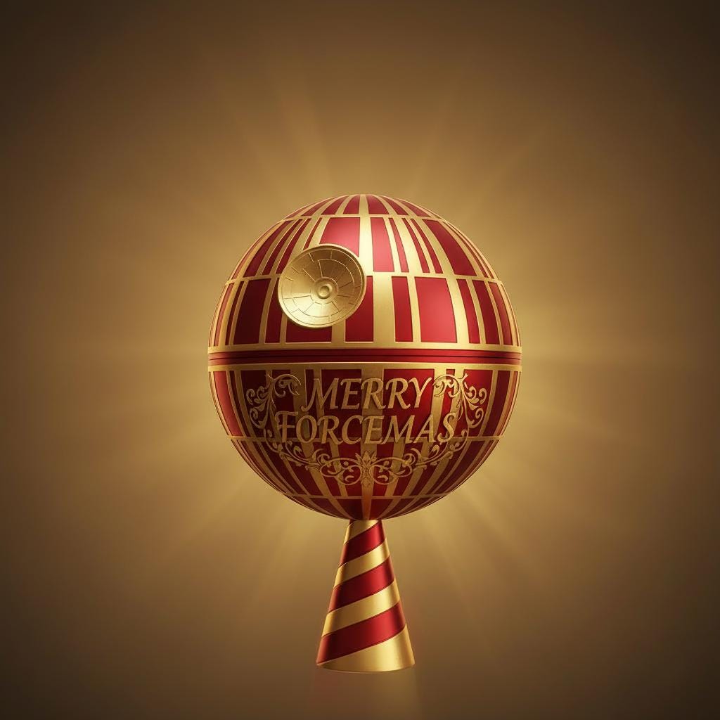 Star Wars Death Star inspired 10 inches hand painted artisan tree topper Christmas Gift