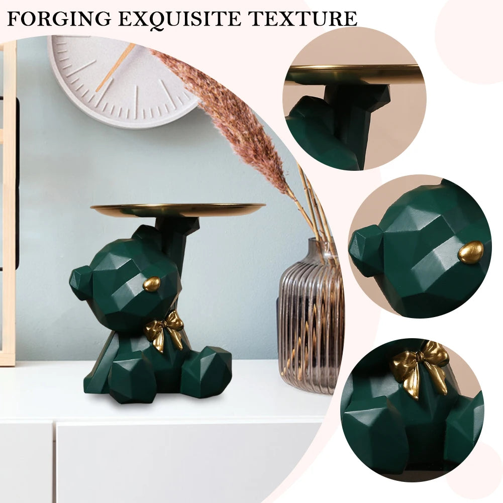 Storage Sculpture Entrance Crafts Geometric Bear Resin Desk Decoration Candy Sundries Household Supplies for Office Coffee Shop