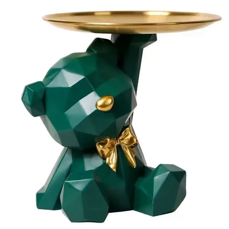 Storage Sculpture Entrance Crafts Geometric Bear Resin Desk Decoration Candy Sundries Household Supplies for Office Coffee Shop