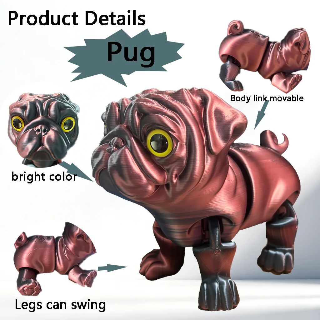 3D Printed Dog Statue, Flexible 3D Printed Animal, Colorful Figurines Statue, Gifts, 24Cm/9.45In, 15Cm/5.91In - MagikaPop