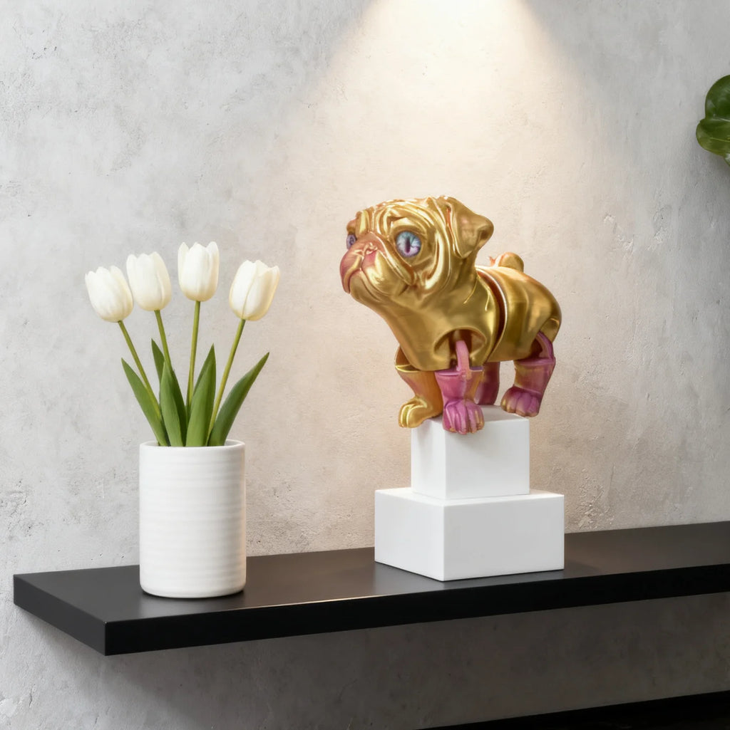 Vibrant 3D Printed Colorful Dog Statue: Versatile Home Decor