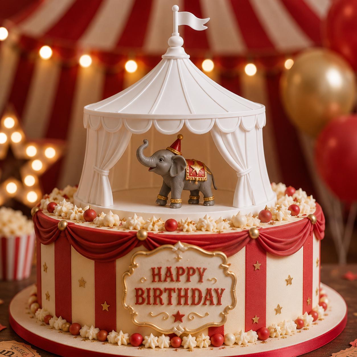 Vintage Pink Circus Party Cake Topper