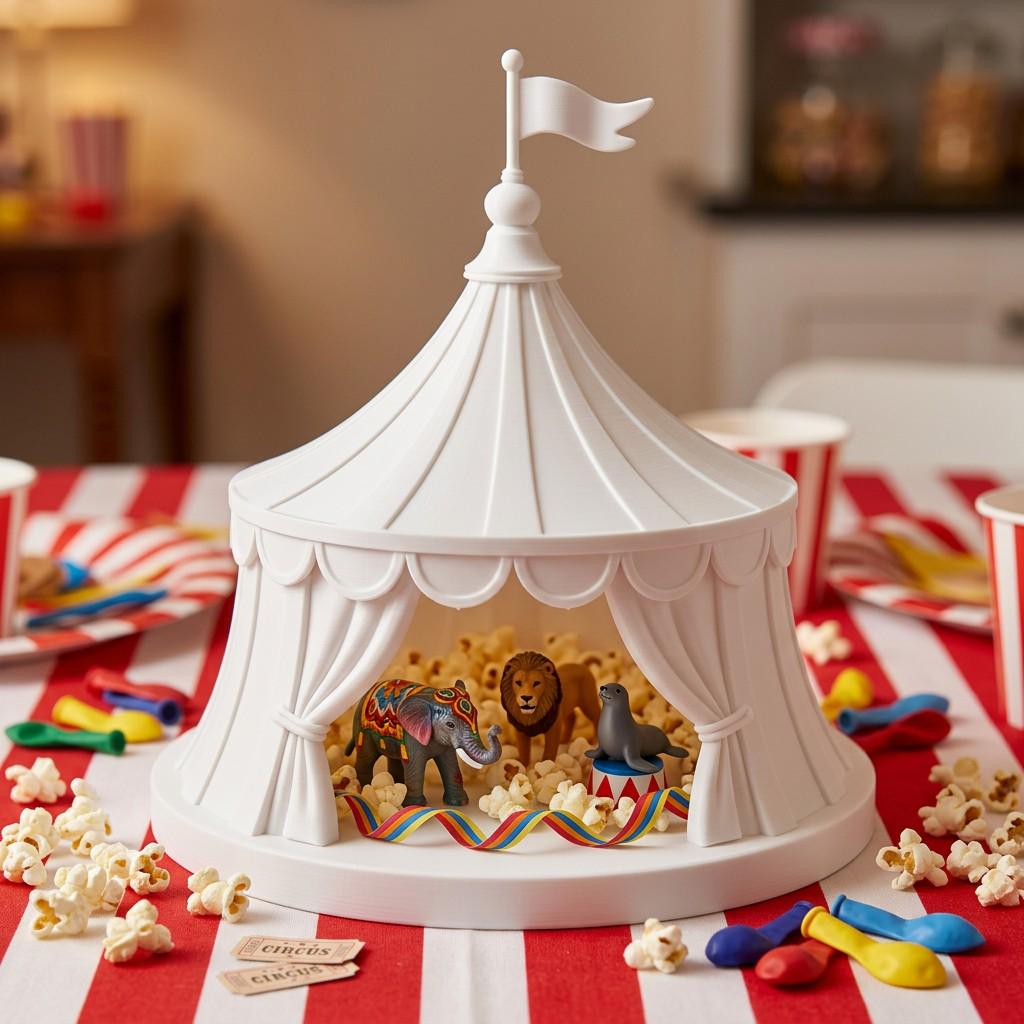 Vintage Pink Circus Party Cake Topper