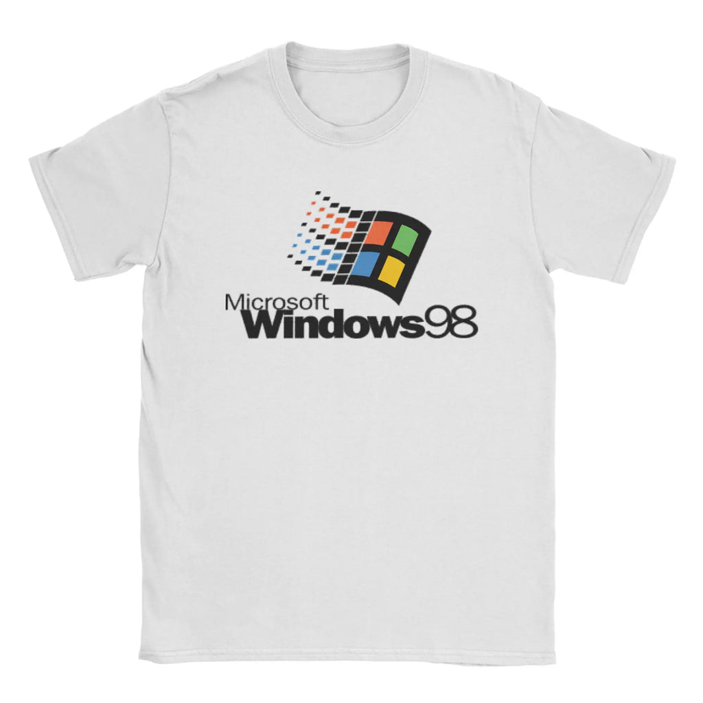 Y2K Retro Windows 98 stacked logo T Shirts Y2K