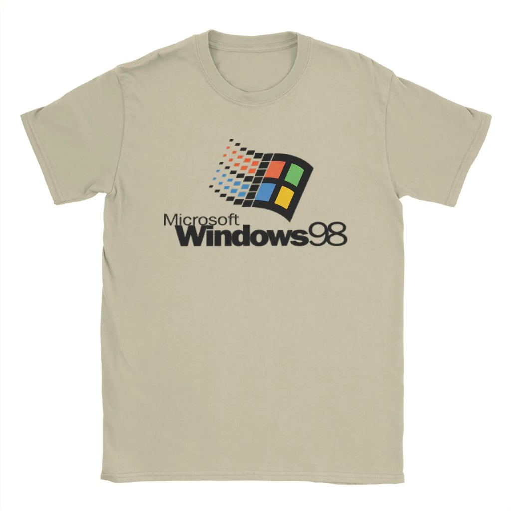 Y2K Retro Windows 98 stacked logo T Shirts Y2K