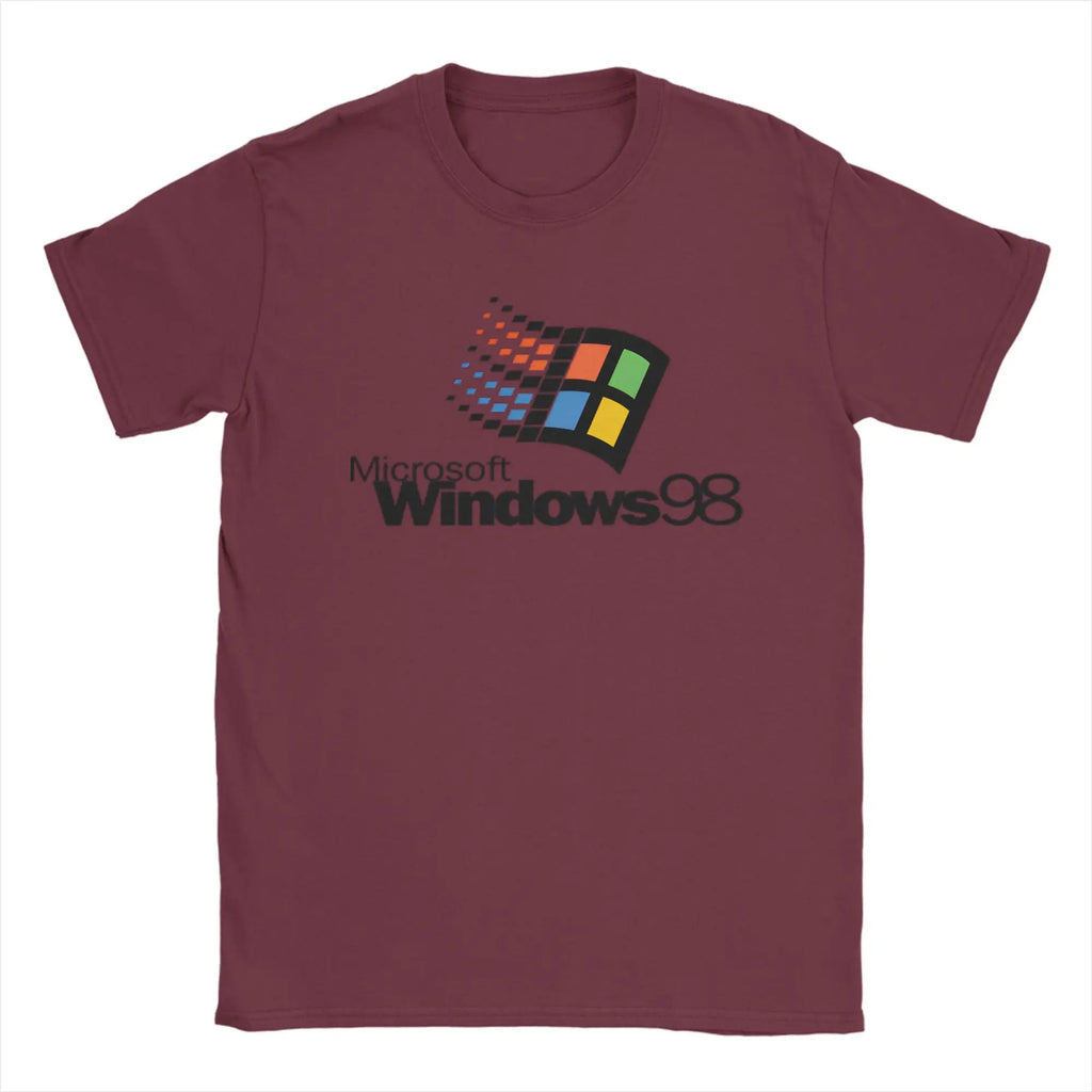 Y2K Retro Windows 98 stacked logo T Shirts Y2K