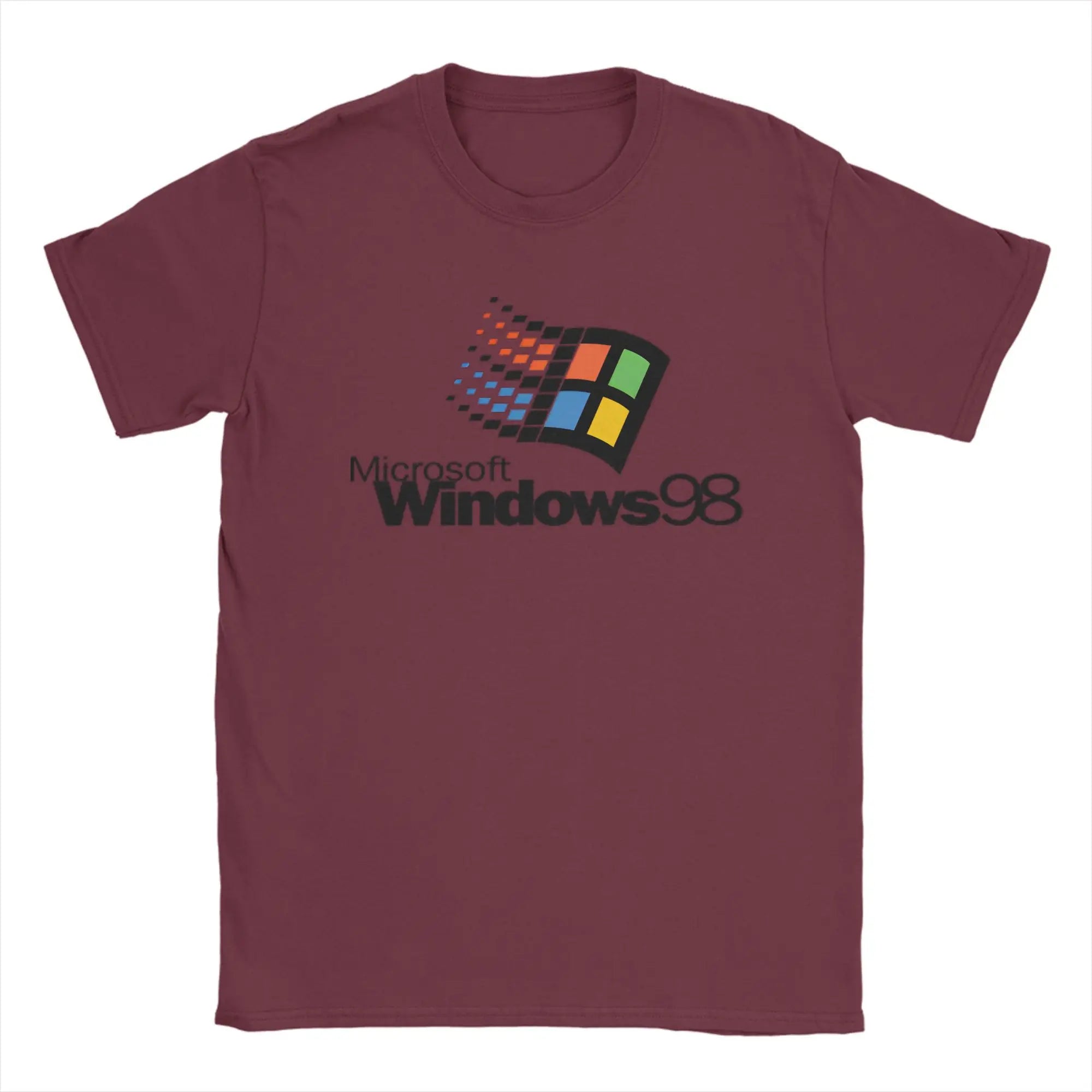 Y2K Retro Windows 98 stacked logo T Shirts Y2K