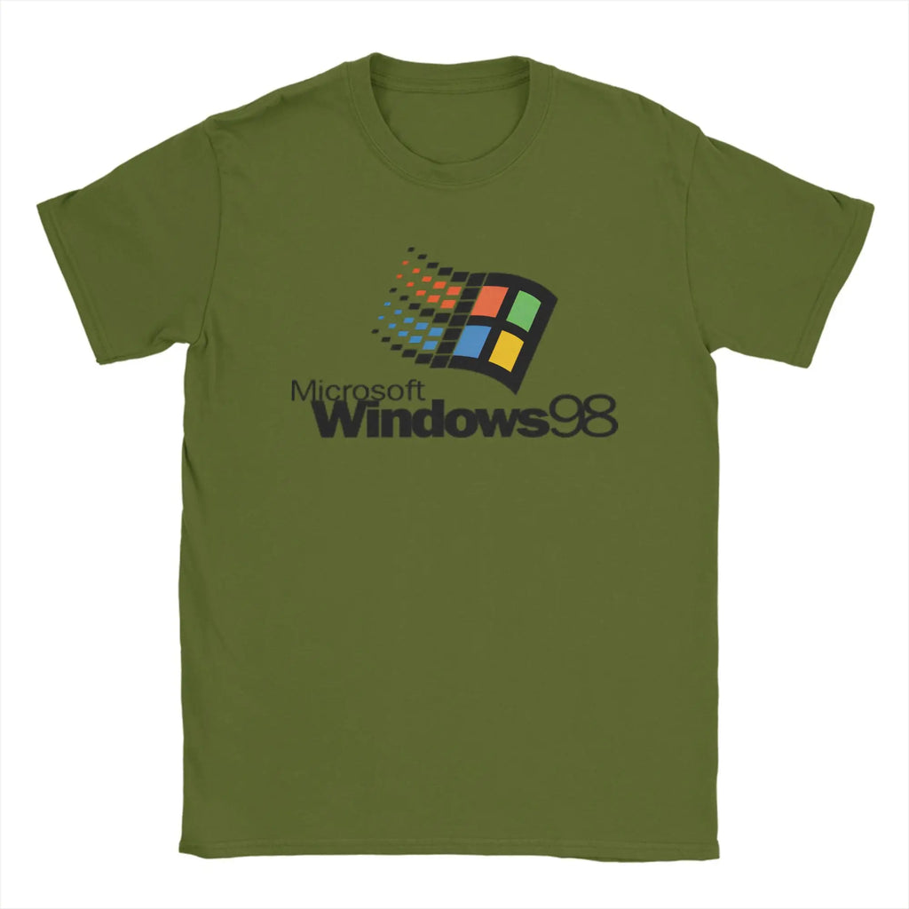 Y2K Retro Windows 98 stacked logo T Shirts Y2K