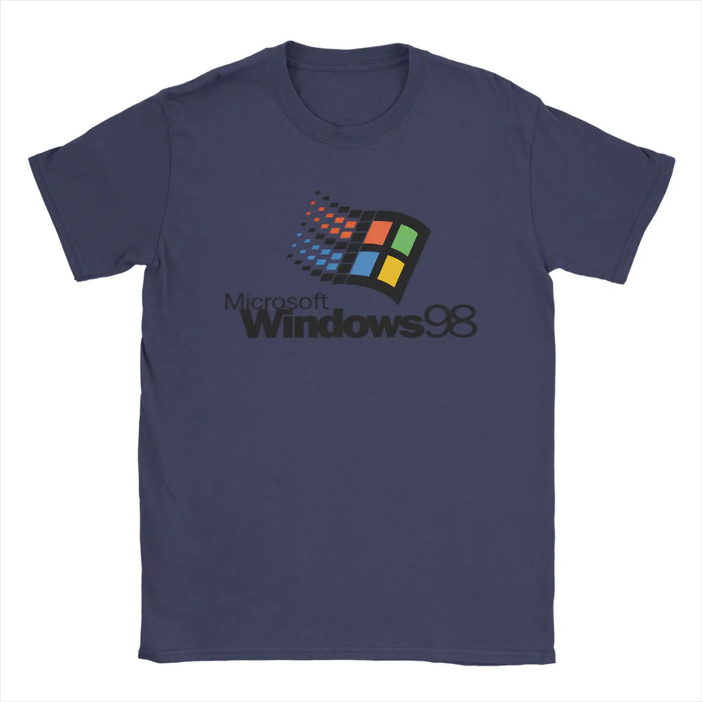 Y2K Retro Windows 98 stacked logo T Shirts Y2K
