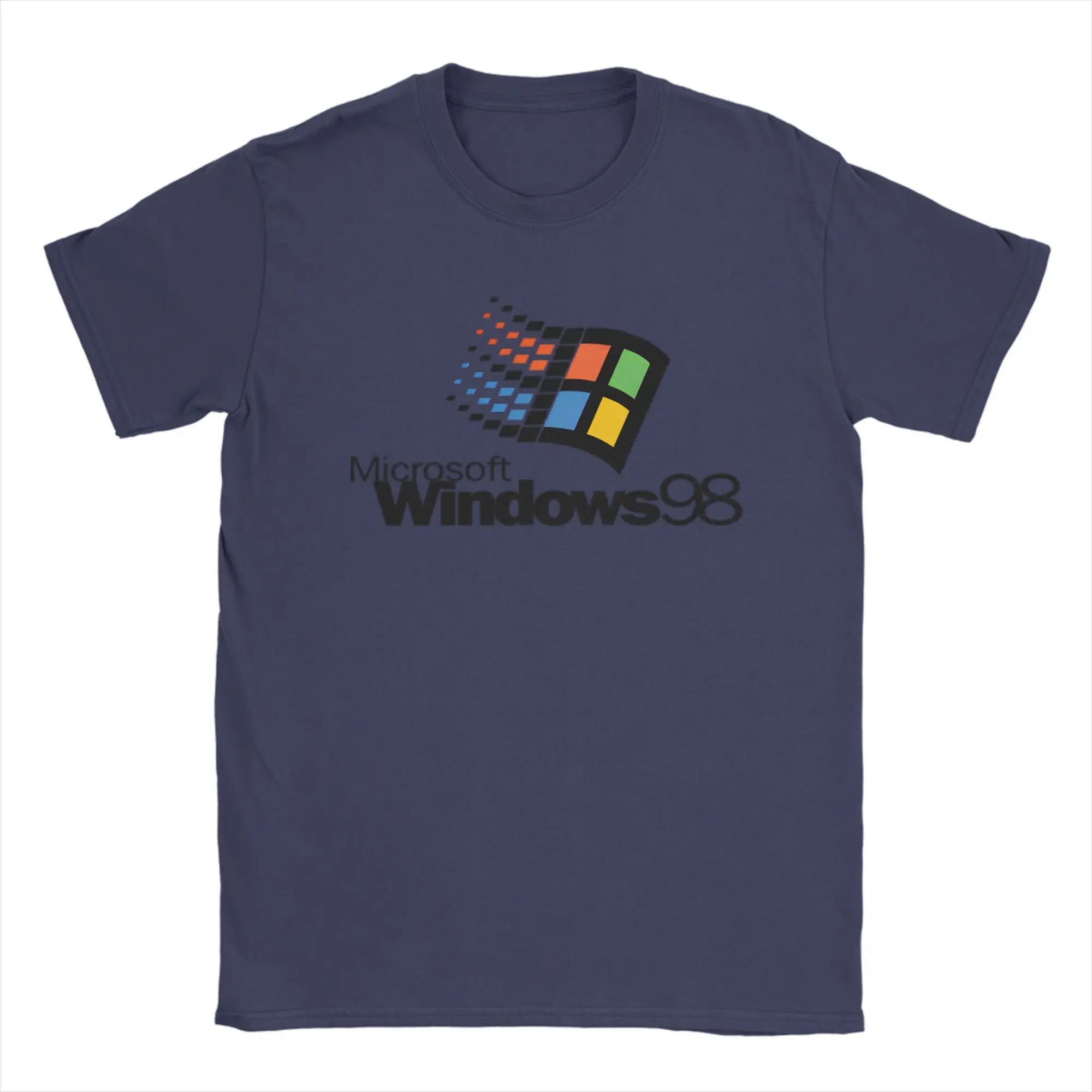 Y2K Retro Windows 98 stacked logo T Shirts Y2K
