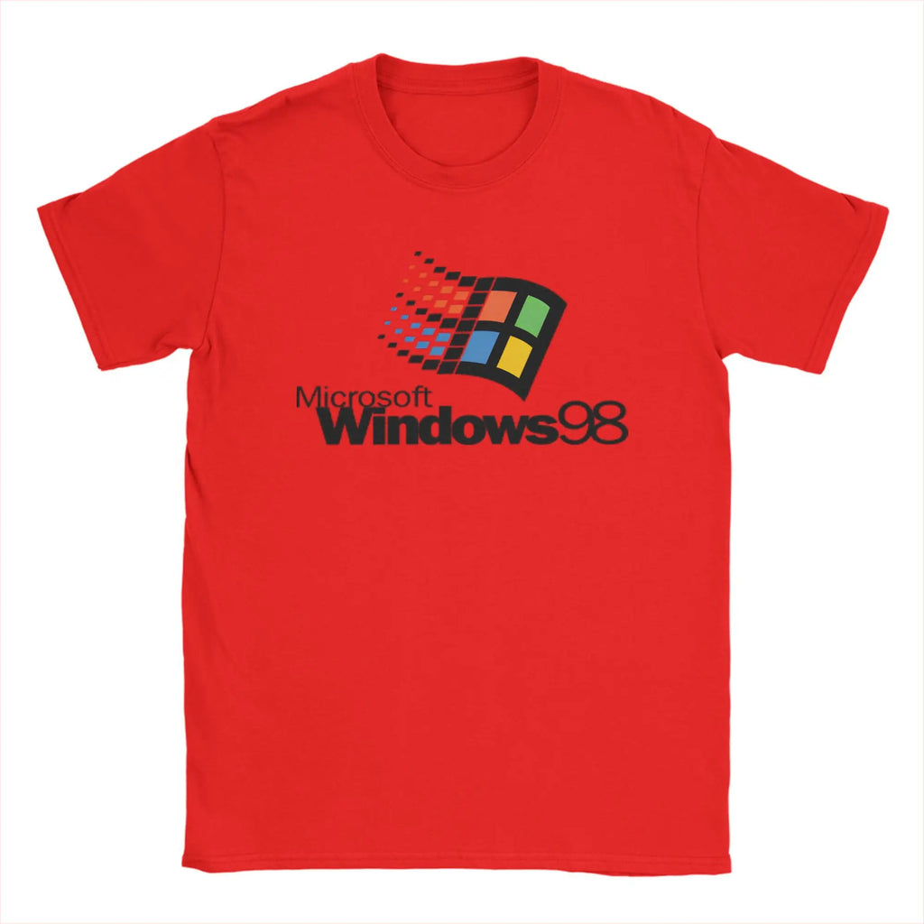 Y2K Retro Windows 98 stacked logo T Shirts Y2K