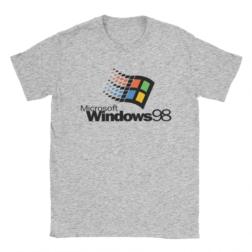 Y2K Retro Windows 98 stacked logo T Shirts Y2K