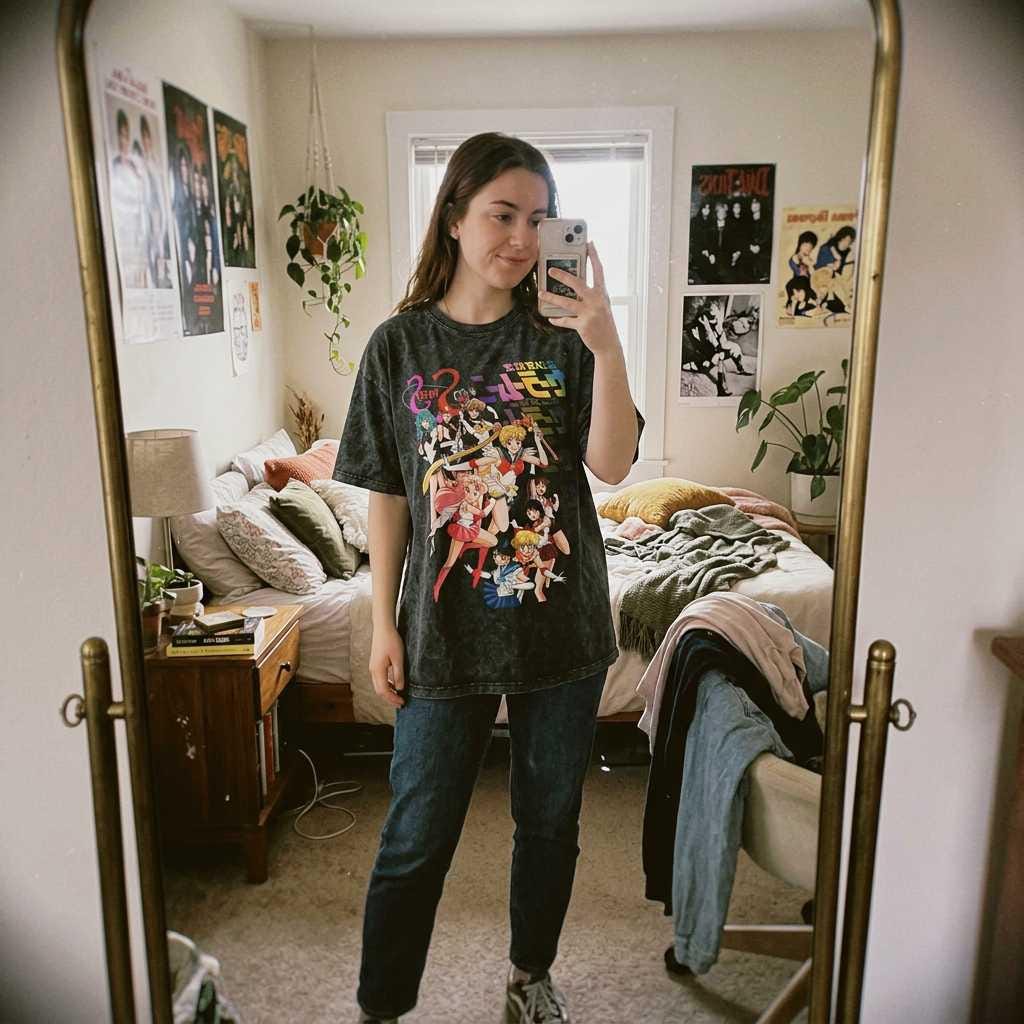 Sailor Moon Anime Y2K Retro Vintage, Washed T-shirt Summer New Cotton Unisex