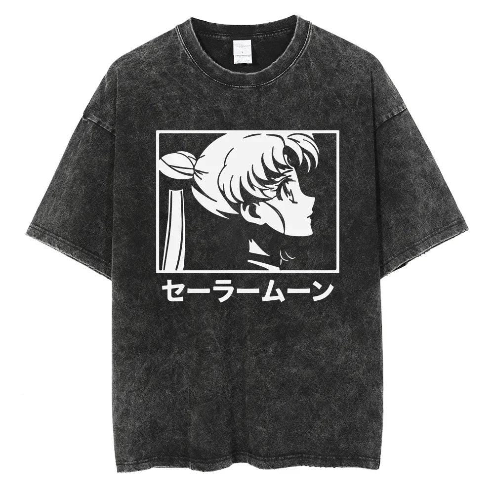 Sailor Moon Anime Y2K Retro Vintage, Washed T-shirt Summer New Cotton Unisex