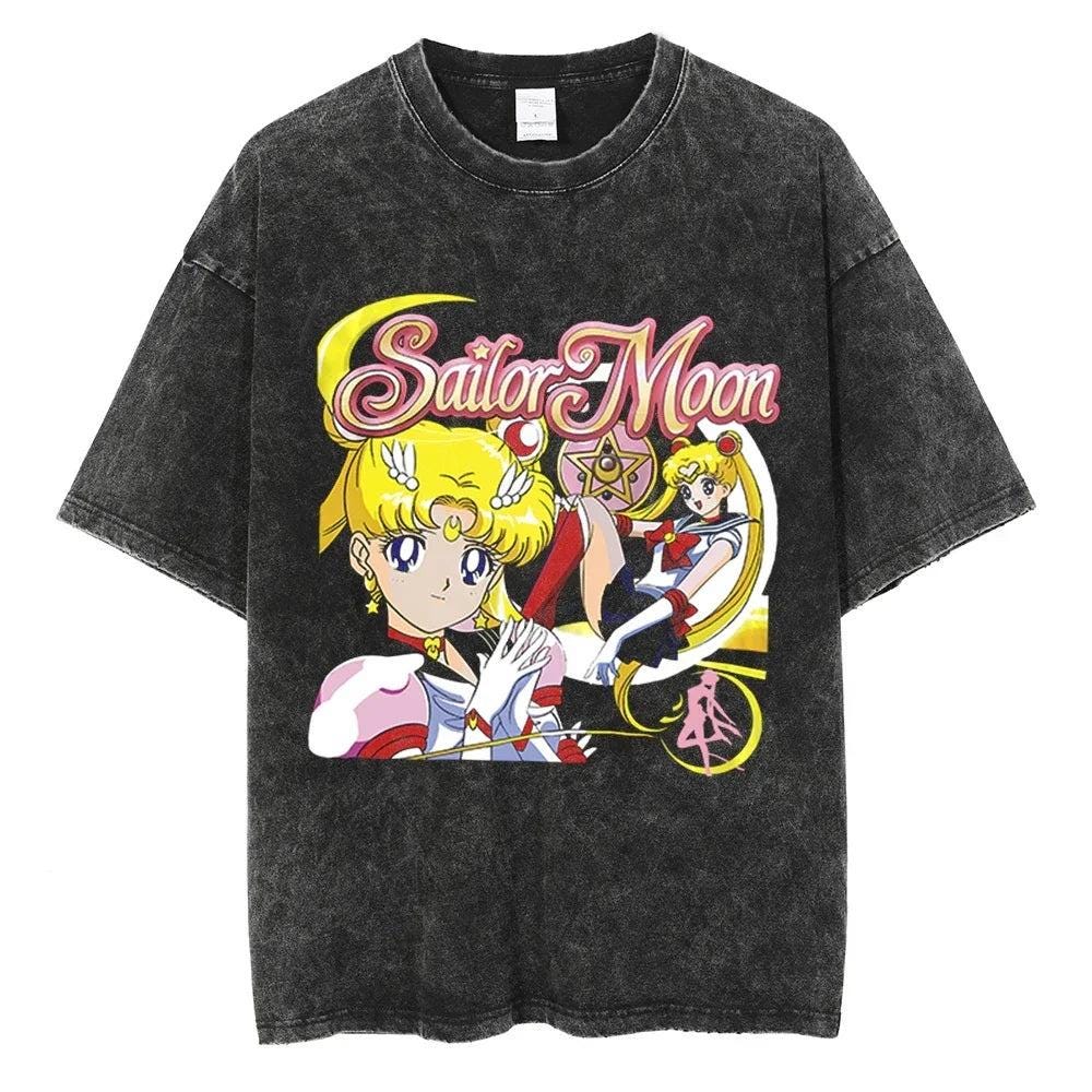 Sailor Moon Anime Y2K Retro Vintage, Washed T-shirt Summer New Cotton Unisex