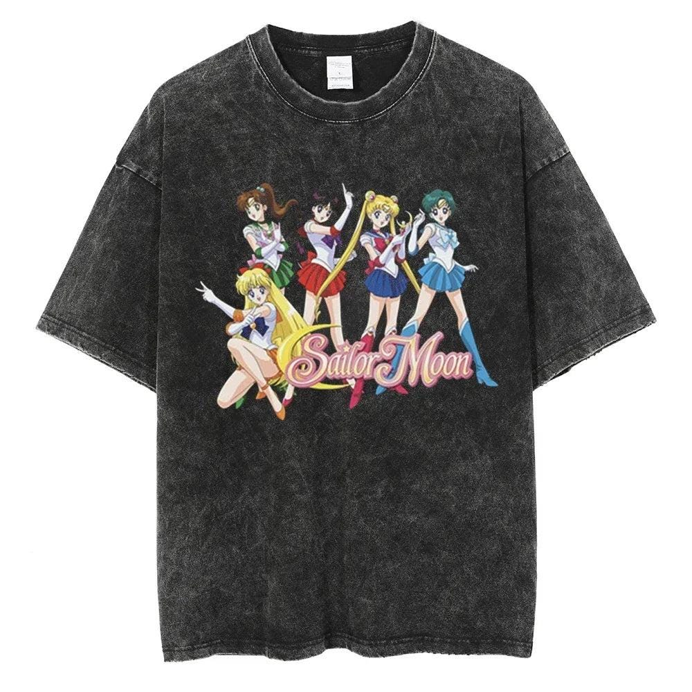 Sailor Moon Anime Y2K Retro Vintage, Washed T-shirt Summer New Cotton Unisex